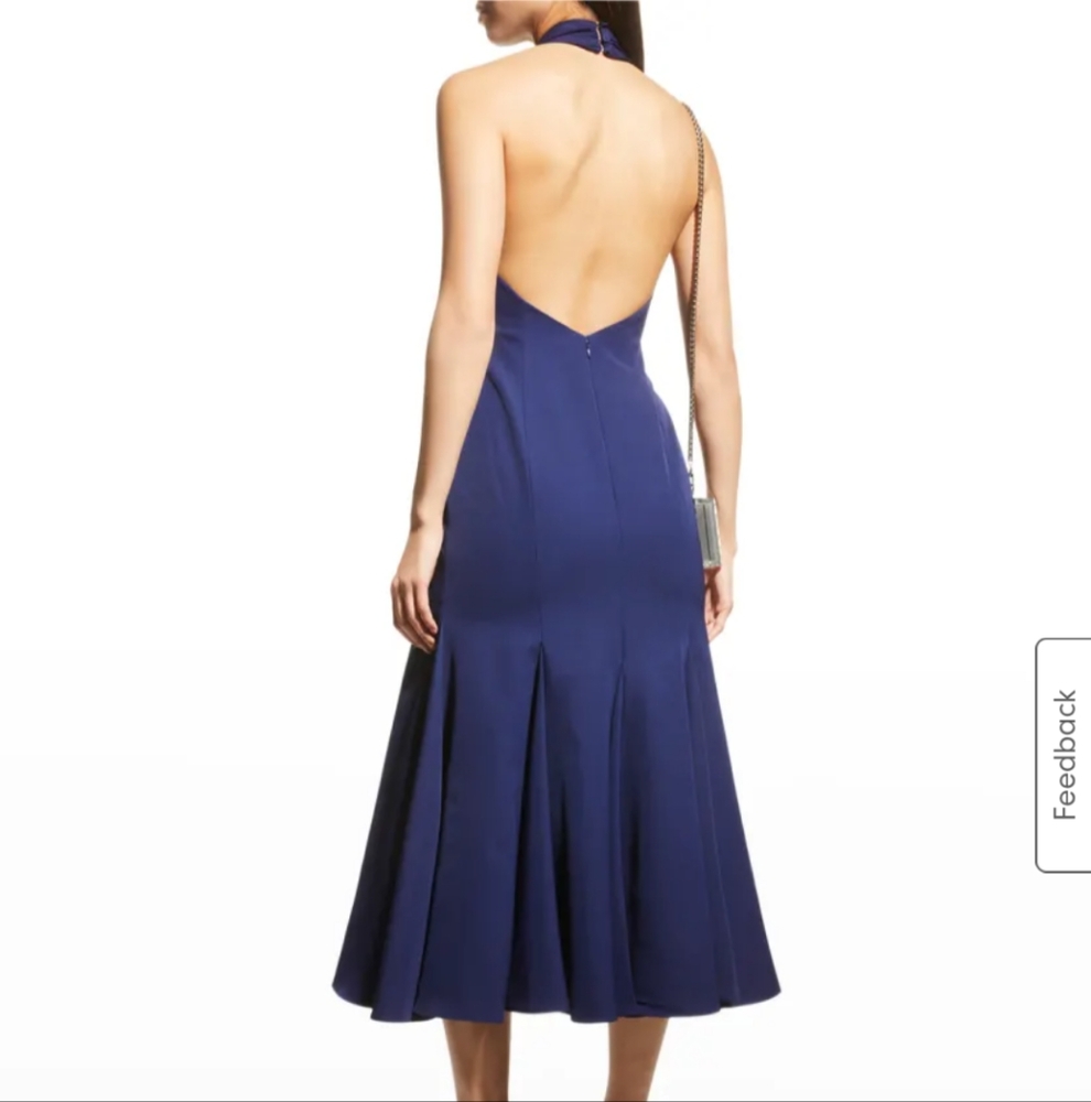 Elegant Halter Neck Dress in Navy Blue